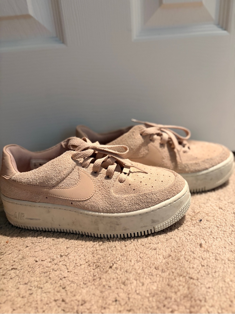 Nike Women’s Light Pink Suede Platform Sneakers